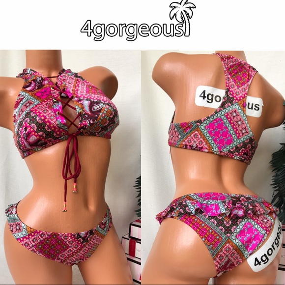 VS L STRAPPY PATCHWORK FLOUNCE ITSY BIKINI SET